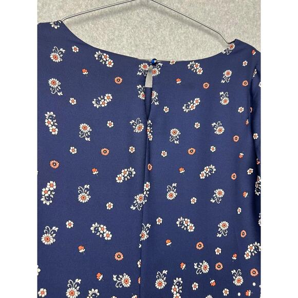 Luxology Shift Swing Dress Womens Size 4 Navy Crochet Paisley Print Bell Sleeves - Picture 12 of 12